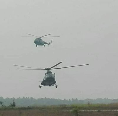 Helicopters used by Myanmar Army to counterattack AA