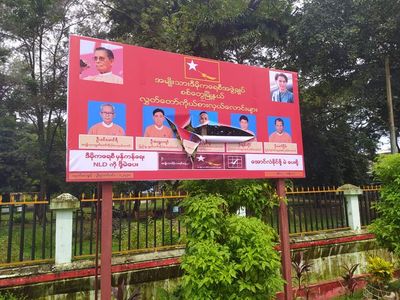 NLD election-banners destroyed in Rakhine