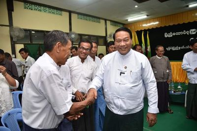 The military- backed USDP chairman visits Rakhine State for elections