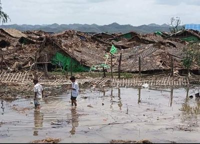 Tain Nyo IDP camp supporting nearly 3000 refugees destroyed by cyclone Mocha