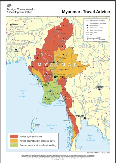 UK Government Advises British Citizens to Avoid 9 Conflict -regions in Myanmar
