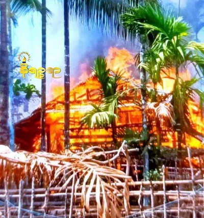 Kyauk Phyu’s Dway Cha village burnt down by junta forces, 28 houses destroyed   