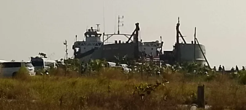 Junta's departmental vehicles relocated to Yangon from Sittwe by a large ship